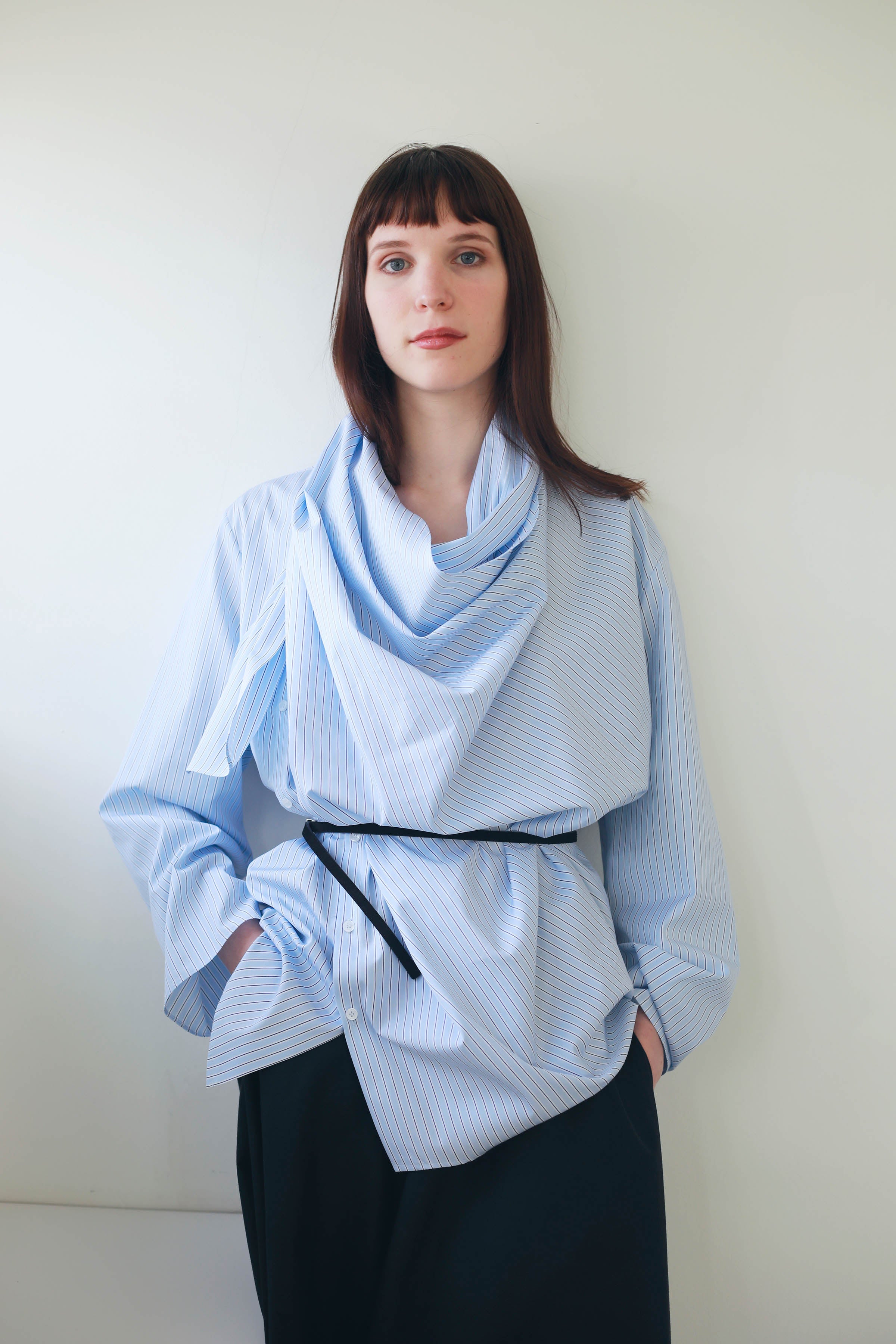 MULTI-POSITION BLOUSE WITH SCARF NECK