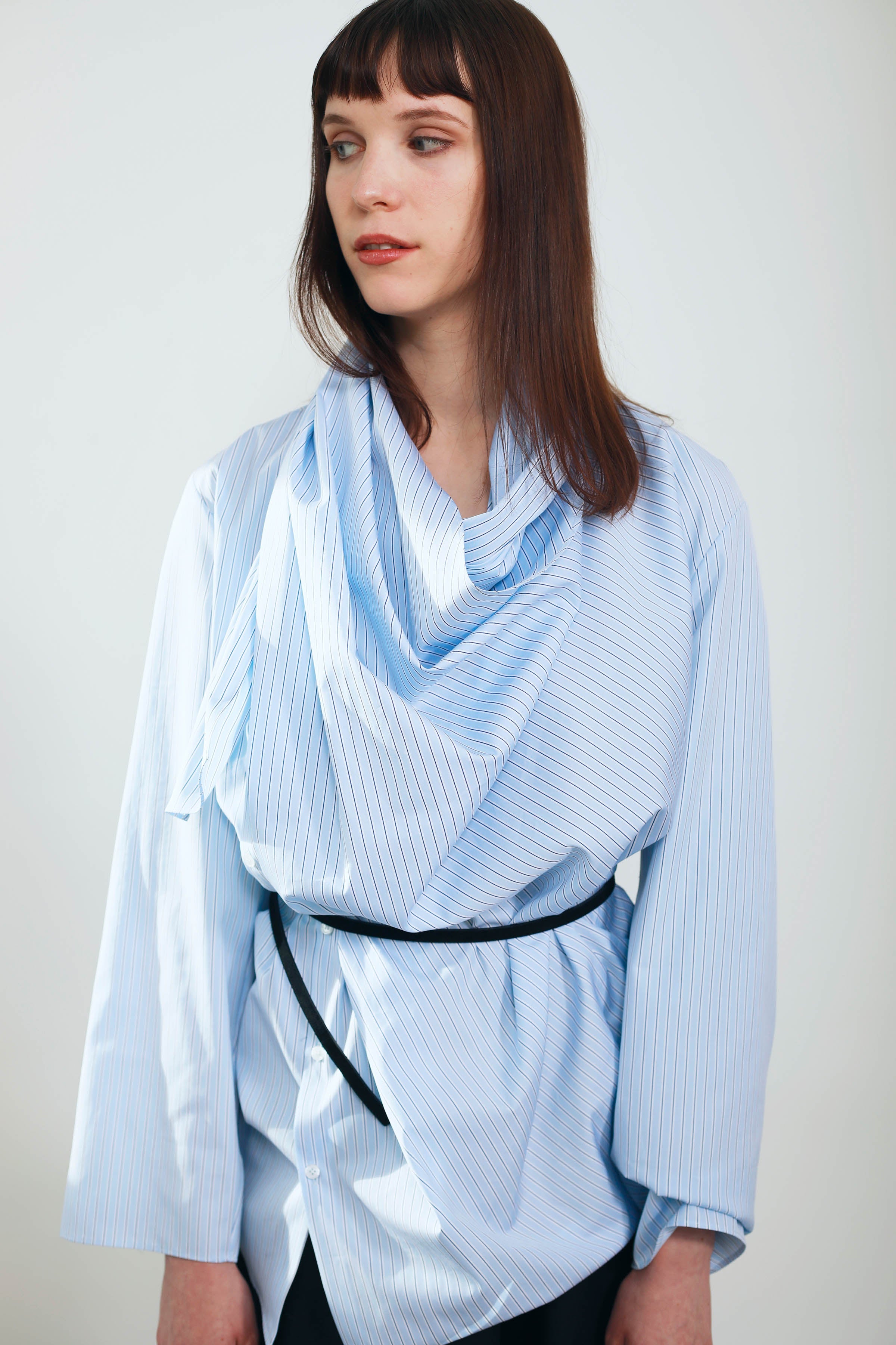 MULTI-POSITION BLOUSE WITH SCARF NECK