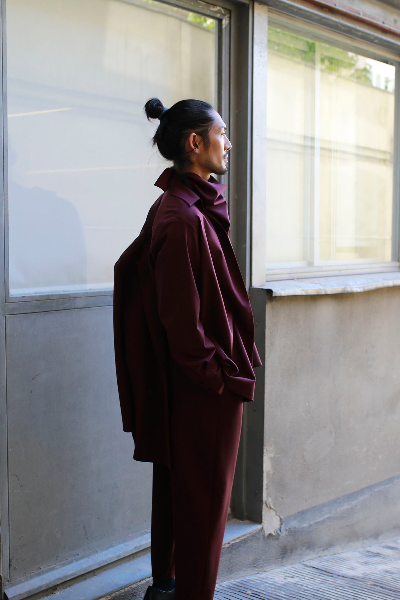 CAMISA VS CHAQUETA  UNISEX CRUZADA BURGUNDY