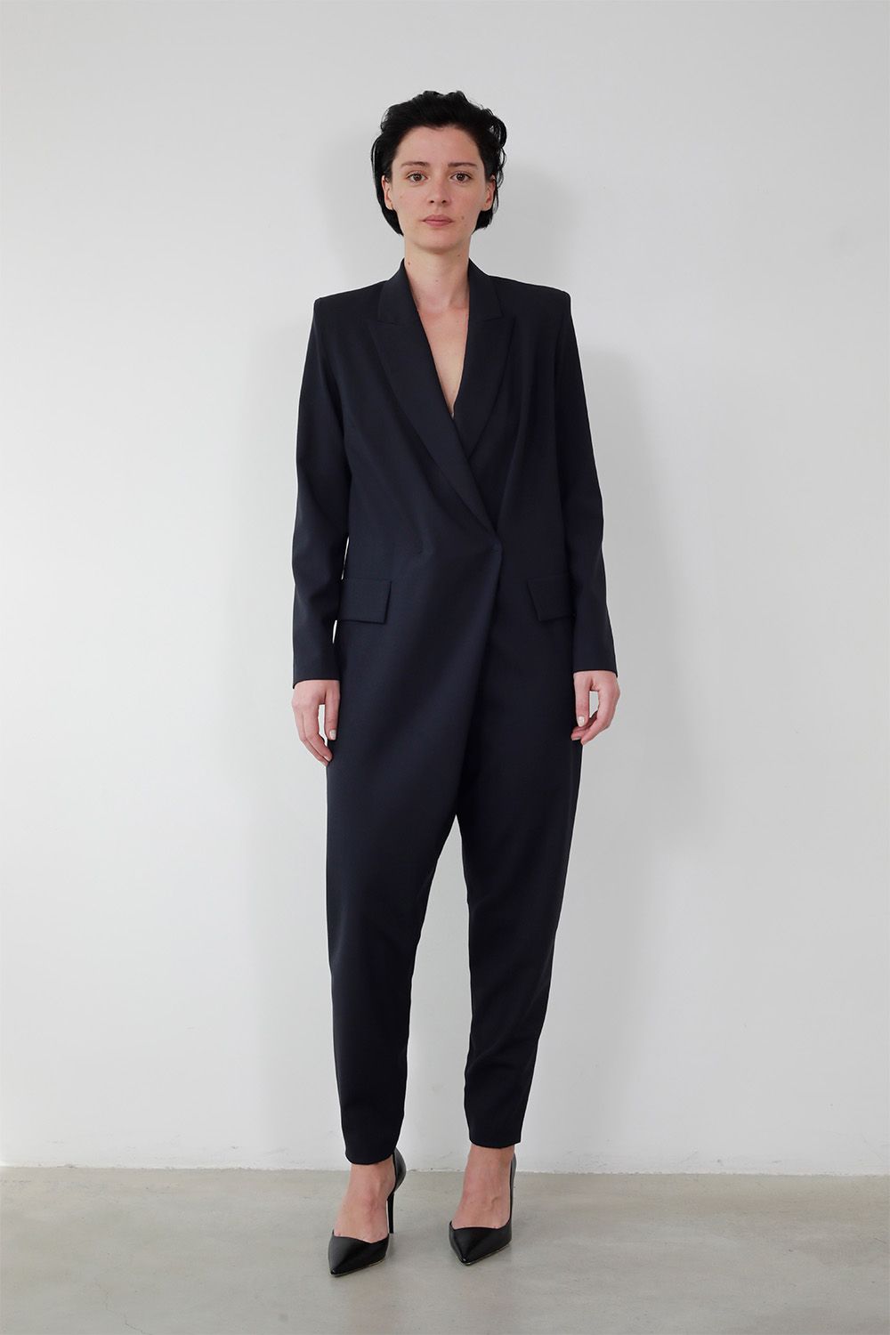 FINE WOOL SMOKING JUMPSUIT