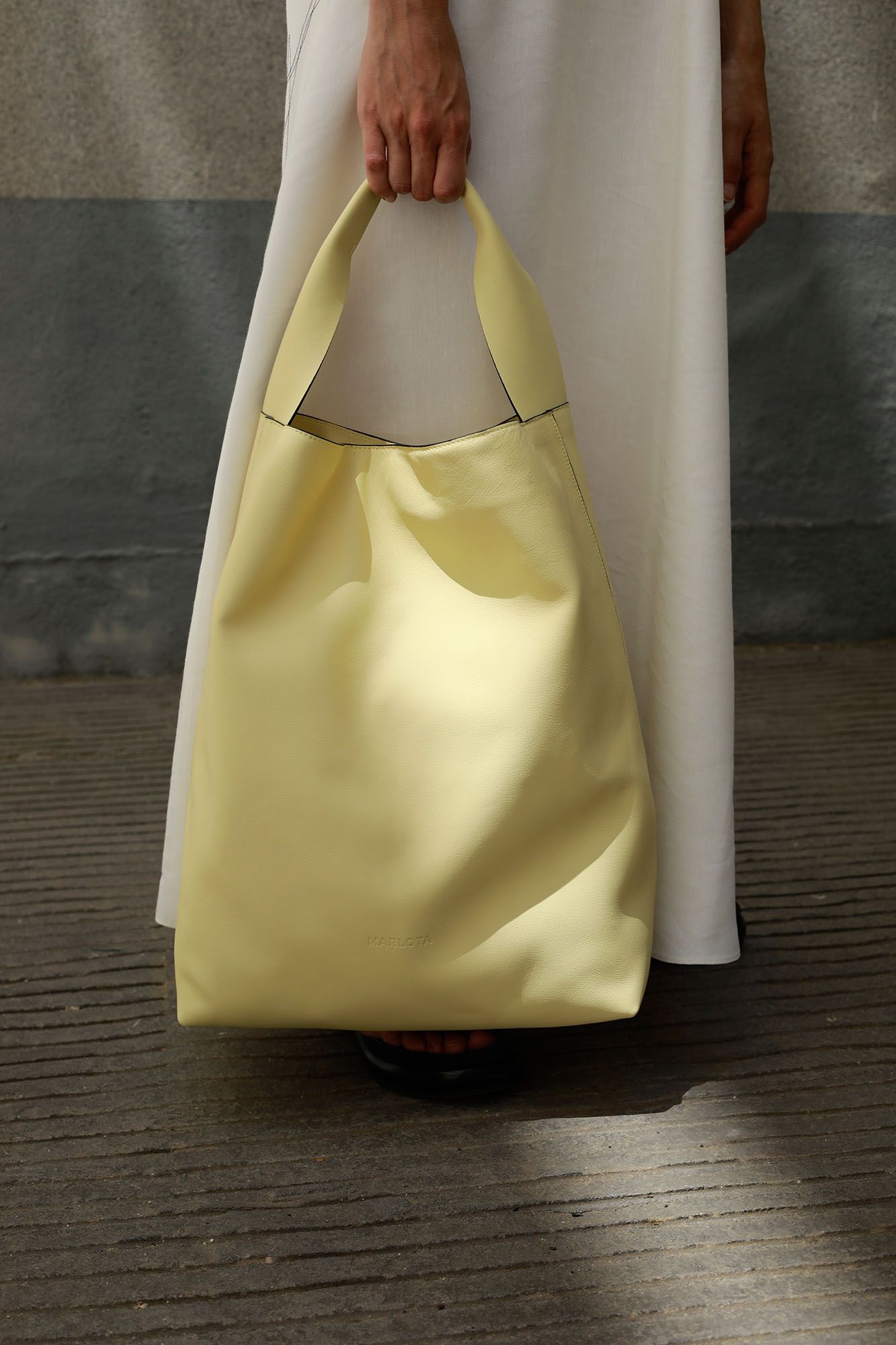 YELLOW LEATHER TOTE BAG