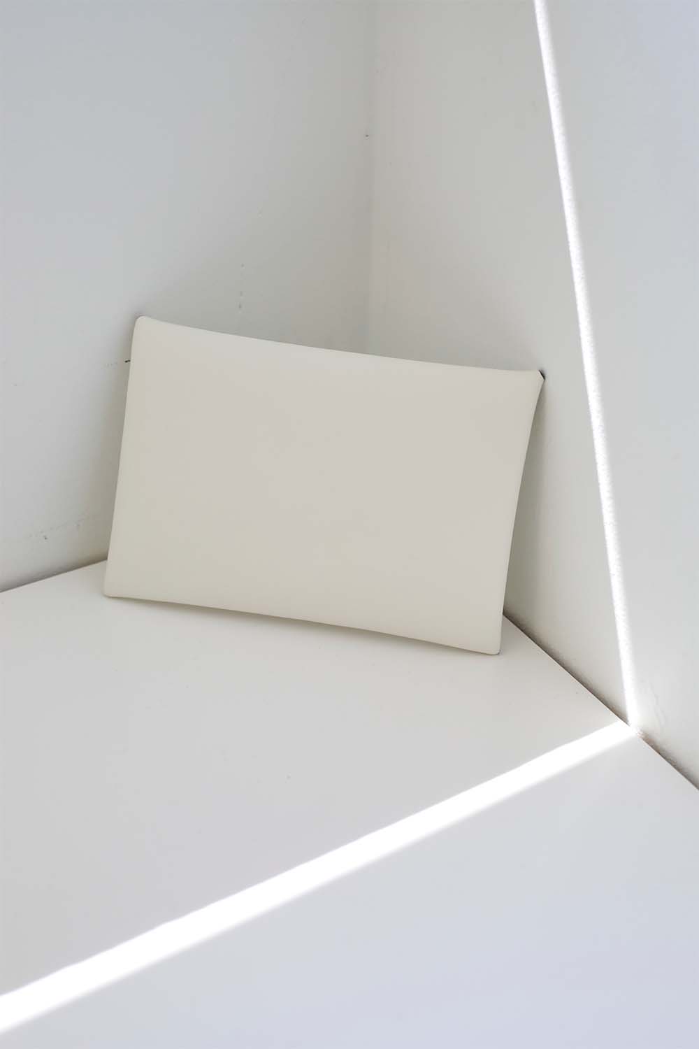 SMALL P ENVELOPE CLUTCH BAG IN OFF WHITE LEATHER