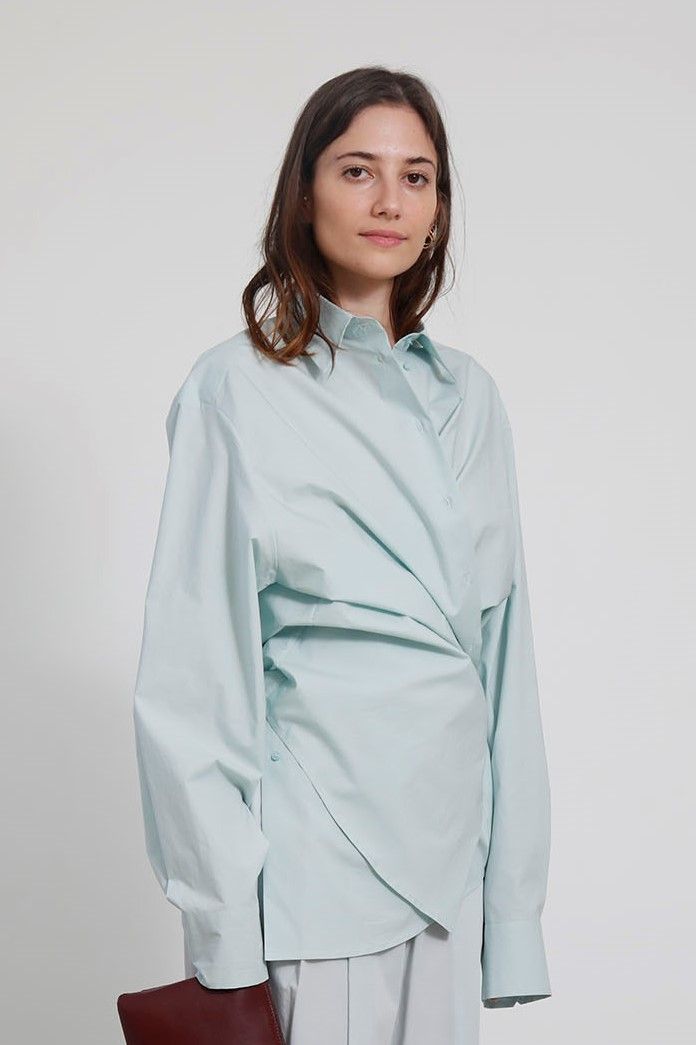 LIGHT BLUE COTTON DOUBLE POSITION SHIRT